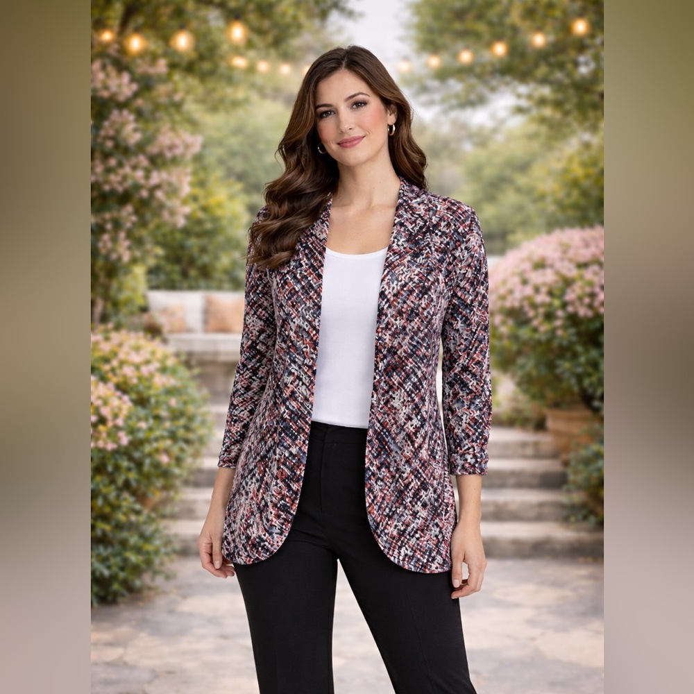 Women's Multicolor Open Front Cardigan